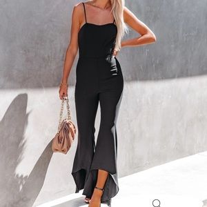 SEEK TO BE CHIC RUFFLE HIGH LOW HEM JUMPSUIT